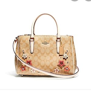 COPY - Coach Surrey Carryall in signature canvas with floral applique.